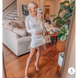 Ruched long sleeve dress